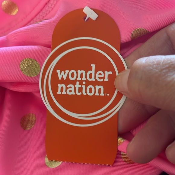 Wonder Nation Zip Rash Guard One Piece Swimsuit - Girls Various Sizes - Picture 9 of 10